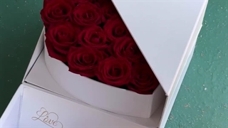 باکس گل رز قرمز سوپرایزی سفید