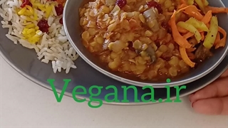 طرز تهیه خورش دال عدس با برنج از وگانا