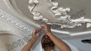اجرای گچبری سقف ساده و شیک - گچبری هنربرتر