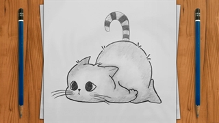 چگونه یک گربه نقاشی کنیم / نقاشی کودکانه ساده