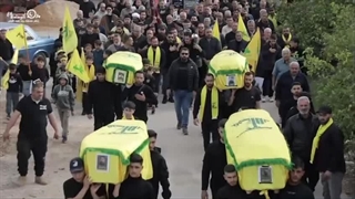 تشییع فرماندهان شهید حزب الله لبنان در ضاحیه بیروت