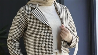 کت سارافون زنانه مدل اسراء- کرم نسکافه ای