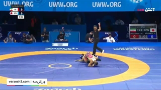 مبارزه رحمان عموزاد و کیوکا ژاپنی در فینال مسابقات کشتی جهان در زاگرب - مدال طلا