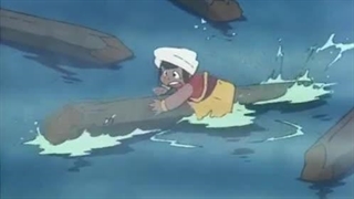 کارتون شب های عربی:ماجراهای سندباد ۱۹۷۵/۱۹۷۶-راکل پرنده کودک سیمرغ غول پیکر/دایاناسور سوریال خزنده بومیان-قسمت بیست و یکم