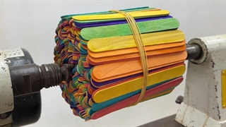 خراطی چوب شگفت‌انگیز و دیوانه‌وار - ترکیبی بی‌نظیر از چسب رزین اپوکسی و چوب بستنی‌های رنگی